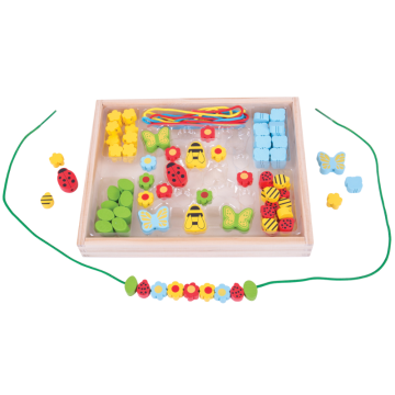 €14.99 Bigjigs houten kralen (Bead Box Garden)