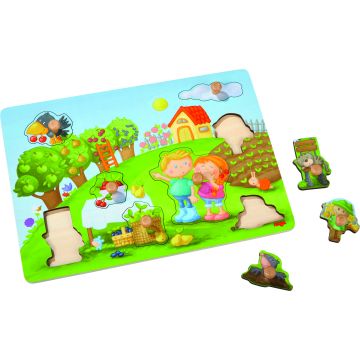 Haba houten puzzel hout Inlegpuzzel Boomgaard 8 stukjes