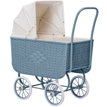 €179.89 ByAstrup retro rotan poppenwagen / poppenbed blauw byastrup wandelwagen pop