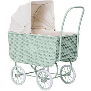 €179,89 ByAstrup retro rotan poppenwagen / poppenbed groen wandelwagen pop
