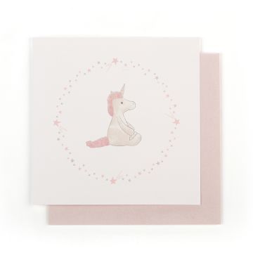 Jellycat blanco dubbele kaart met envelop Unicorn wenskaart eenhoorn