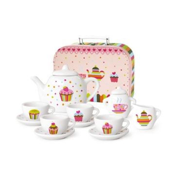Simply for kids cupcake servies porselein serviesje taart in koffer