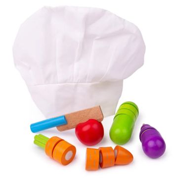 Bigjigs houten snijgroente met koksmuts