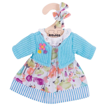  Bigjigs turquoise jurk met vestje (S) Turquiouse Cardigan and Dress
