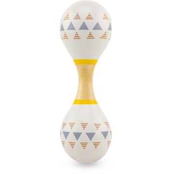 Houten sambabal met 2 ballen wit