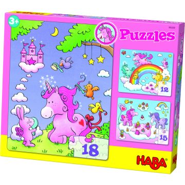 Haba puzzel 3-in-1 Glitter Unicorn / Eenhoorn