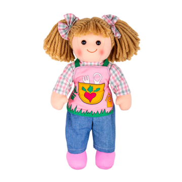 €16,99 Bigjigs stoffen pop Elsie 34 cm popje stof lappen meisjespop tuin garden 