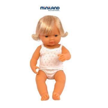 €29,95 Miniland pop Europees meisje blank met haar babypop 38 cm