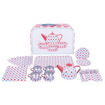 Bigjigs bikken servies in koffer met stippen serviesje theeservies Spotted Tea Set in a Case