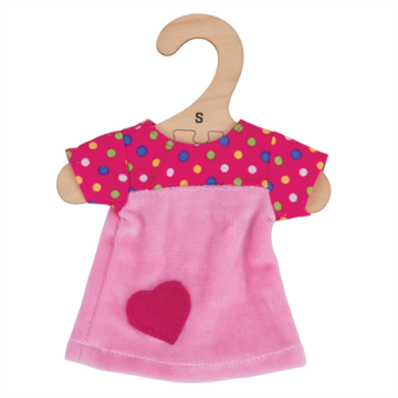 Bigjigs roze jurk met stippen (S)