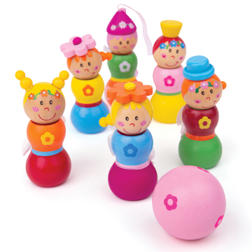 €12,99 Bigjigs houten bowlingset Feeën (Fairy skittles) bowlen kegelen 