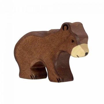 Holztiger bruine beer 7 cm hout brown bear