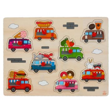 €5,99 Angeltoys houten puzzel voertuigen (Foodtruck) 8 stukjes
