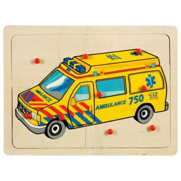  houten puzzel ambulance knoppuzzel hout