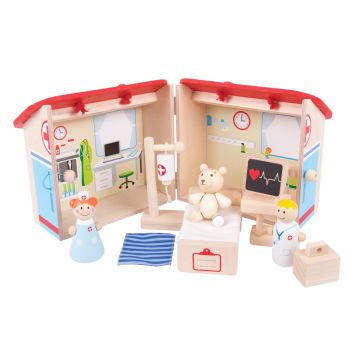 Bigjigs houten speelhuisje ziekenhuis hout poppenhuis
