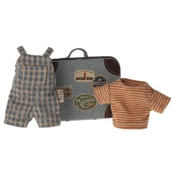 Maileg kleding in koffer Grote Broer 13cm(Overalls and shirt in suitcase, Big brother mouse)