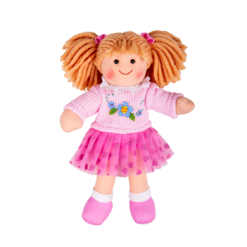 Bigjigs stoffen pop Jasmin 28 cm popje stof lappen doll