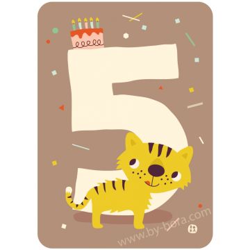 €2.49 Bora kaart met envelop 5 jaar Tijger verjaardagskaart wenskaart ansichtkaart postkaart