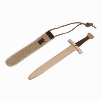 Houten zwaard met luxe handvat en stoffen schede 51cm
