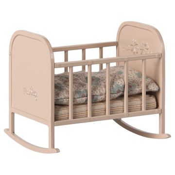 Maileg metalen wieg met slaapzak (Cradle light rose My Rose) 10.5cm