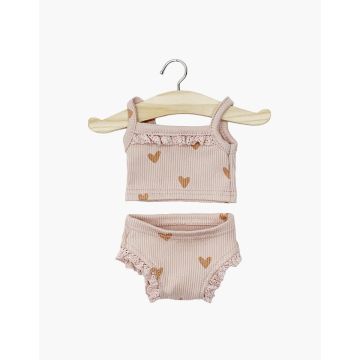 Minikane ondergoed roze met hartjes voor 34cm pop