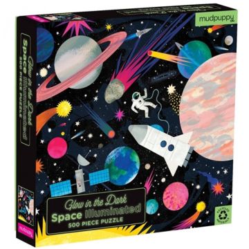 €19,95 Mudpuppy Glow in the dark ruimte puzzel 500 stukjes ruimtevaart heelal