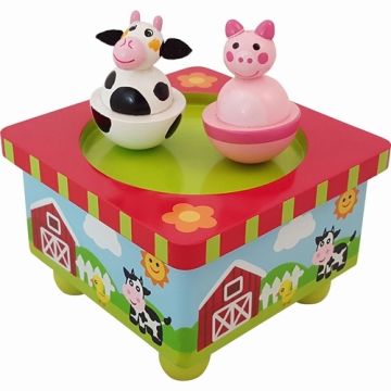 €16.49 Muziekdoos dansende boerderijdieren muziekdoosje koe varken boerderij kraamcadeau