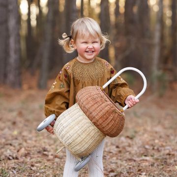 Olli Ella Limited Edition Rotan rieten Paddenstoel trolley/mand op wielen (Rattan Mushroom Luggy Natural)