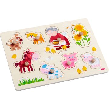 Haba houten puzzel hout Inlegpuzzel Oma Linda's Dieren 8 stukjes
