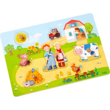 €10.99 Haba houten puzzel hout Inlegpuzzel Op de Boerderij 8 stukjes