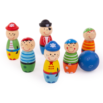 €12.99 Bigjigs houten bowlingset piraten pirates skittles