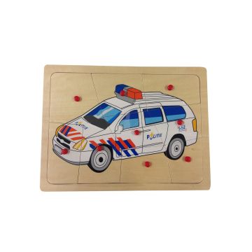 €4.49 Houten puzzel politie politiewagen politieauto