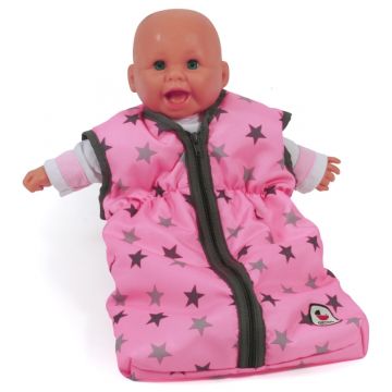 €11.99 Bayer Chic poppen slaapzak roze/grijs ster poppenslaapzak