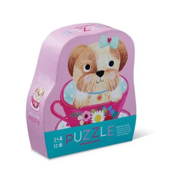 Crocodile Creek mini puzzel Pup in a cup 12 stukjes