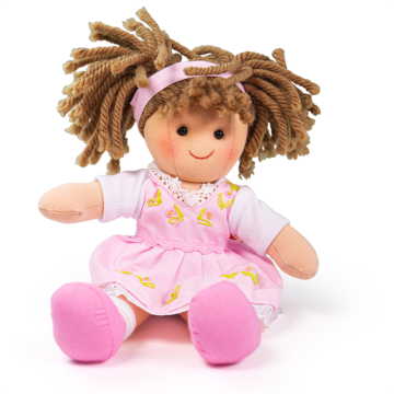 Bigjigs stoffen pop Rose stof lappen popje 28 cm Doll