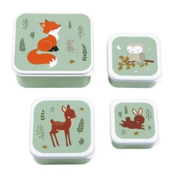A little lovely company lunch en snack box set Bosvriendjes saliegroen