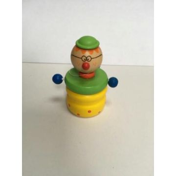 Tandendoosje, tandendoos geel jongetje bril sprookje haarlokdoosje, hout, houten