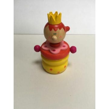 Tandendoosje, tandendoos gele prinses haarlokdoosje, hout, houten